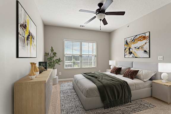 Well design bedroom at The Vista Apartments &amp; Townhomes, Warrenville South Carolina