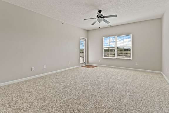 Minimal empty room with grey carpet flooring at The Vista Apartments &amp; Townhomes, Warrenville