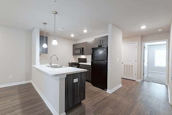 White counter in kitchen at The Vista Apartments &amp; Townhomes, Warrenville, SC 29851