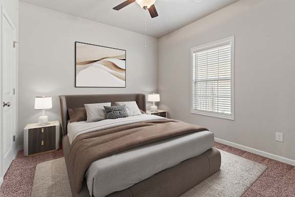 Brown carpet in bedroom at The Vista Apartments &amp; Townhomes, South Carolina, 29851