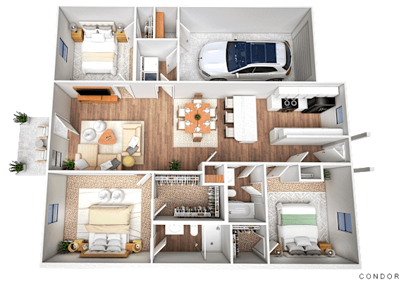 Floor Plan  3 bed 2 bath at The Vista Apartments &amp; Townhomes, Warrenville, SC