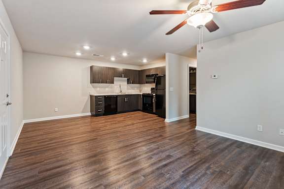 Transitional stylish room with ceiling fan at The Vista Apartments &amp; Townhomes, Warrenville, 29851