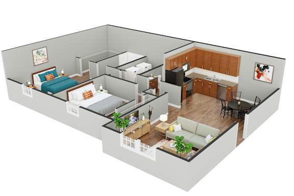 Floor Plan  Goldcrest Floor Plan at The Vista Apartments &amp; Townhomes, Warrenville, SC