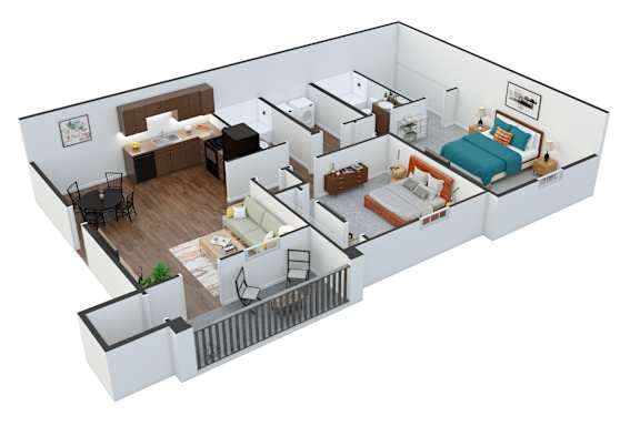 Floor Plan  Two Bed Floor Plan at Hamilton Park, Greenwood, 29649
