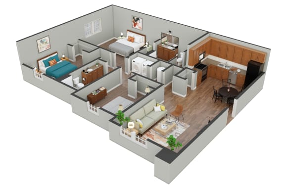 Honor Two Bedroom Floor Plan  at MacArthur Park, Augusta, 30909