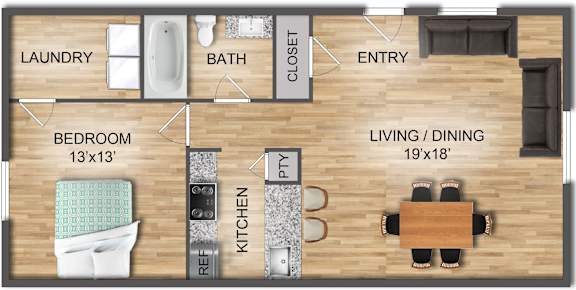 1 bed 1 bath D at Sanctuary Apartments & Townhomes, Augusta, GA, 30909