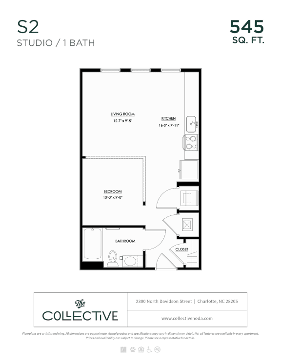 S2 Floor Plan at The Collective NoDa, Charlotte