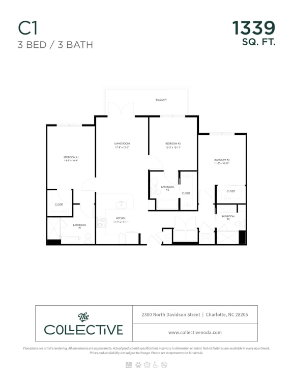 Floor Plan  C1 Floor Plan at The Collective NoDa, Charlotte, NC