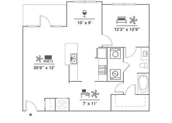 A2 Floor Plan A2 Floor Plan at Cue Luxury Apartments, Cypress, Texas