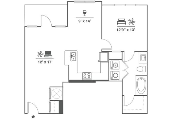 A2E Floor Plan at Cue Luxury Apartments, Cypress