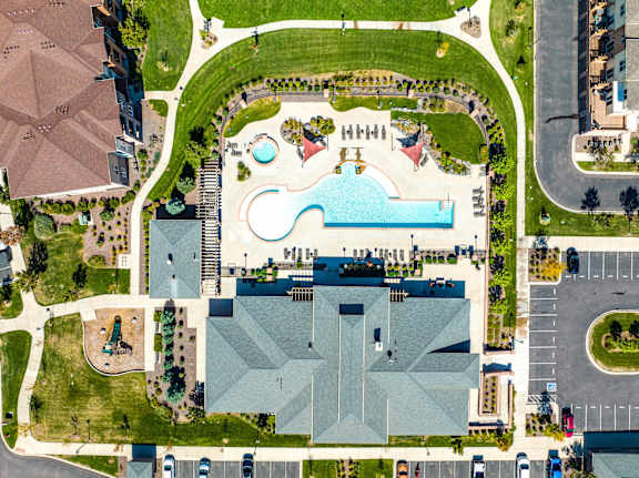 Clubhouse, pool, and spa. at Arbour Commons, Westminster, Colorado