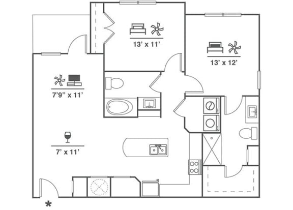 B7 Floor Plan at Cue Luxury Apartments, Cypress, TX, 77433