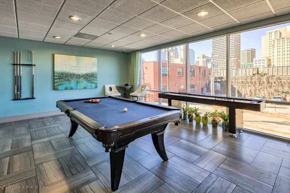 Clubroom- Pool table View at The Maywood, Oklahoma