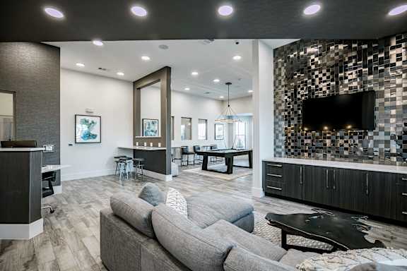 Community Clubhouse at Cue Luxury Apartments, Cypress, Texas