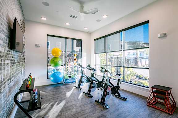 Peloton Bikes at Cue Luxury Apartments, Texas
