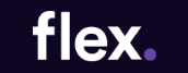 The image features the word "flex" in white letters with a purple dot at the end.
