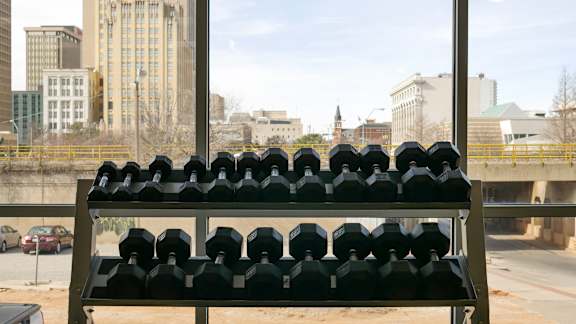 24-Hour Fitness Center With Free Weights at The Maywood, Oklahoma City