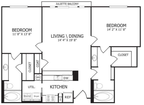 The Jett Floor Plan at The Maywood, Oklahoma City, 73104