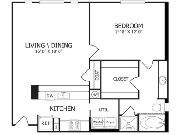 The Moon Floor Plan at The Maywood, Oklahoma City, 73104
