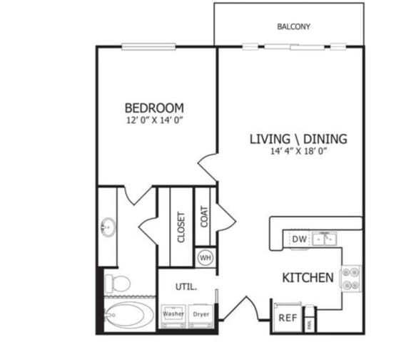 The Osborne Floor Plan at The Maywood, Oklahoma City, OK, 73104