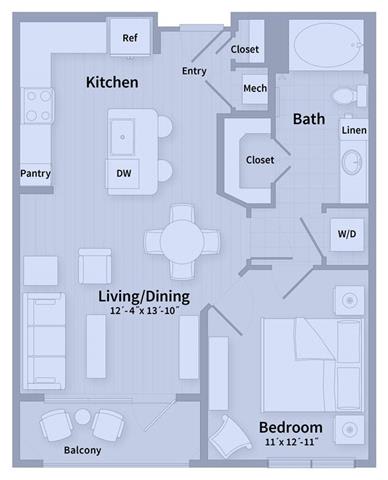 Unit A 1 Bedroom Apartment floor plan
