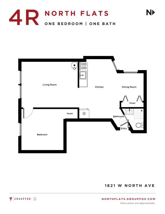 North Flats One Bedroom Floor Plan