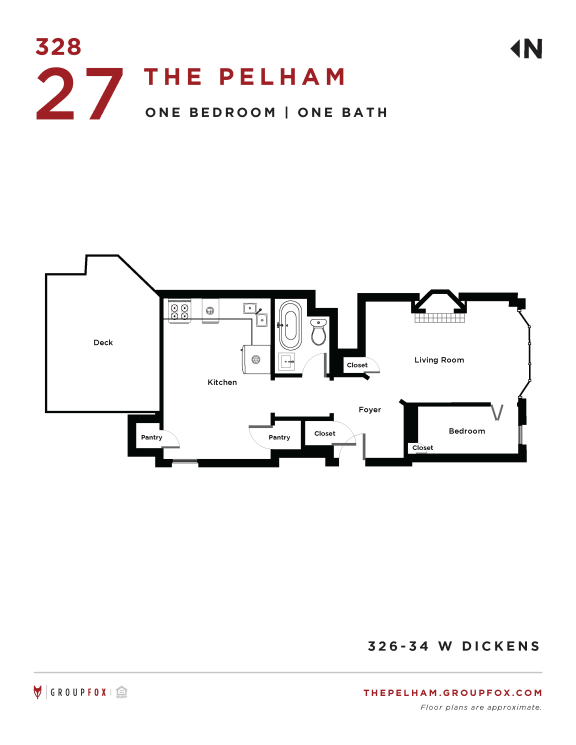 The Pelham One Bedroom Floor Plan