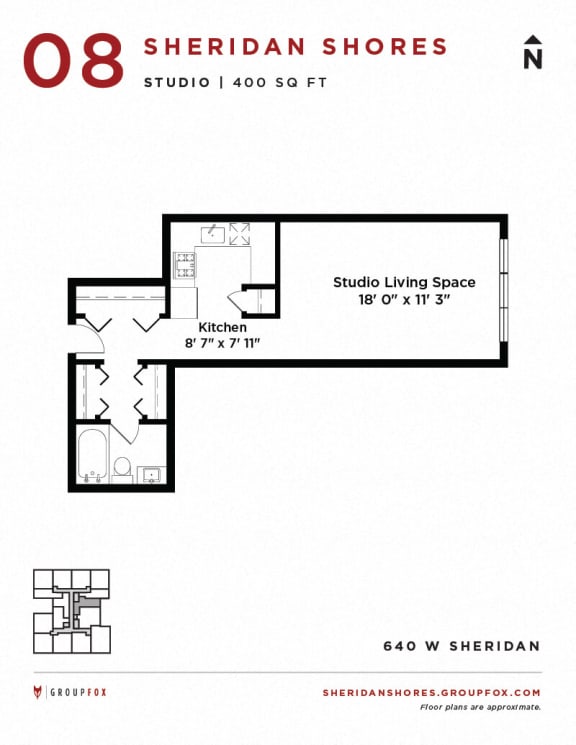 Sheridan Shores - Studio Floorplan