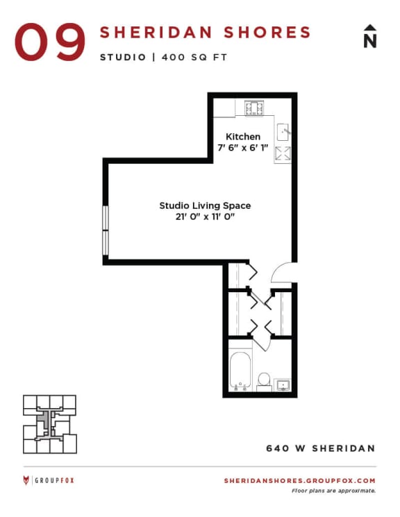 Sheridan Shores - Studio Floorplan