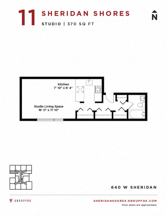 Sheridan Shores - Studio Floorplan