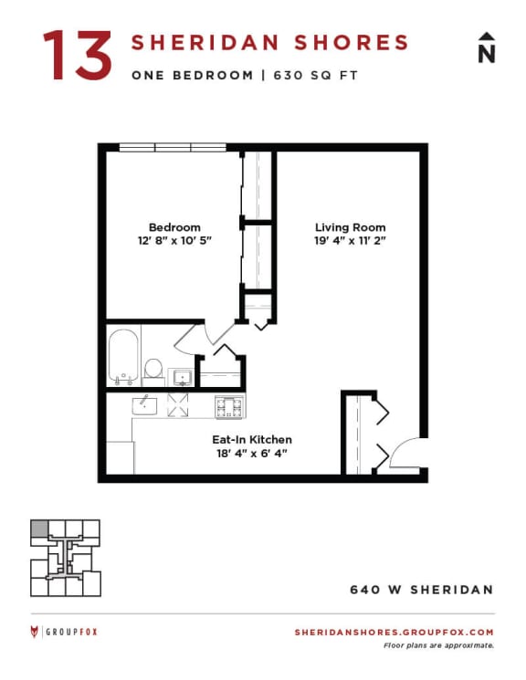 Sheridan Shores - One Bedroom Floorplan