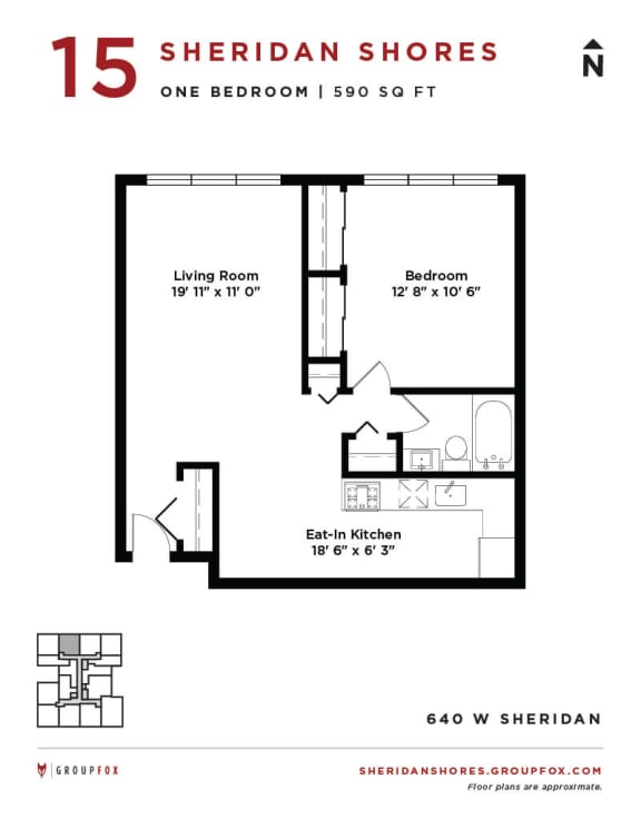 Sheridan Shores - One Bedroom Floorplan