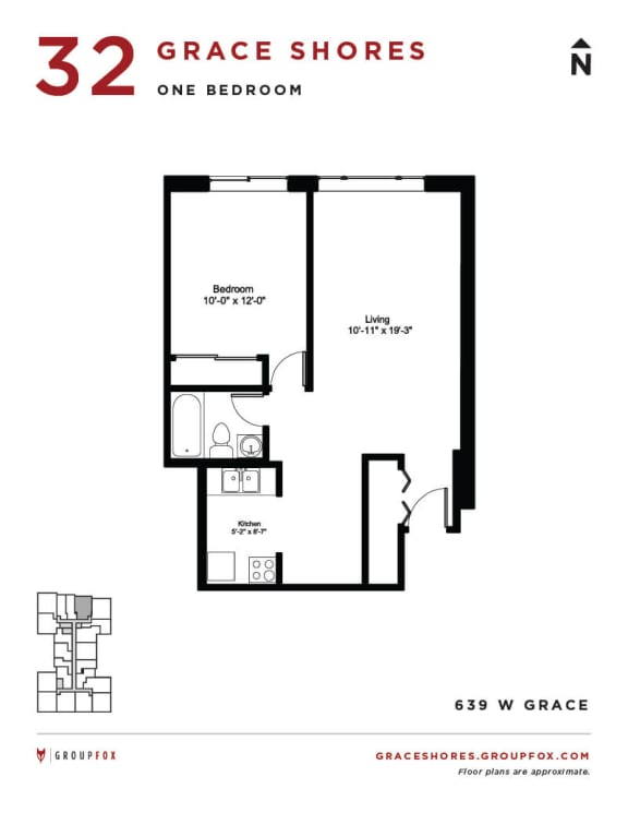 Grace Shores - One Bedroom Floorplan