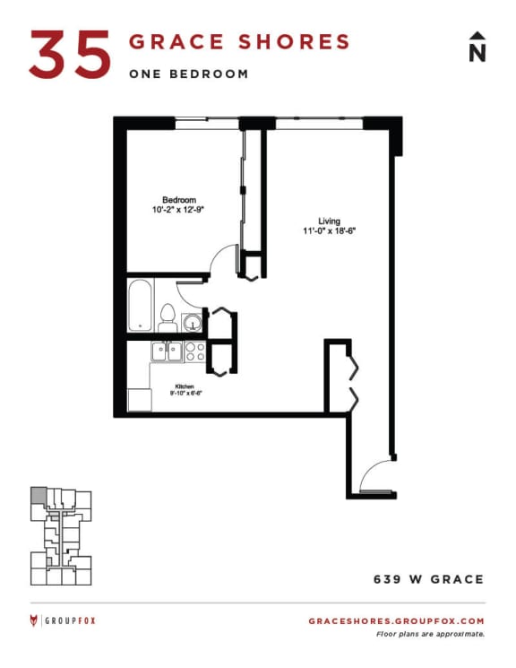 Grace Shores - One Bedroom Floorplan