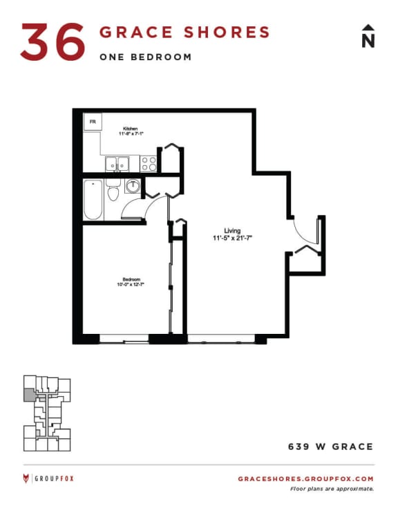 Grace Shores - One Bedroom Floorplan