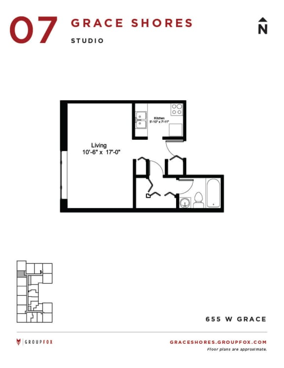 Grace Shores - Studio Floorplan