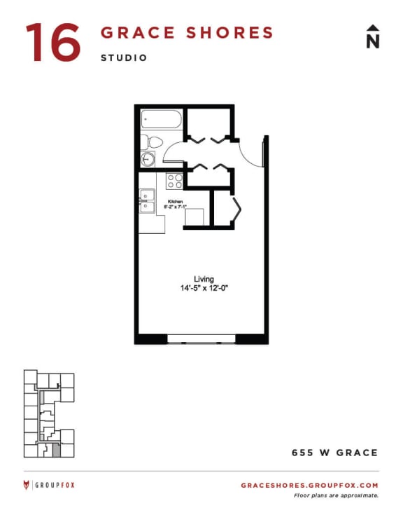 Grace Shores - Studio Floorplan