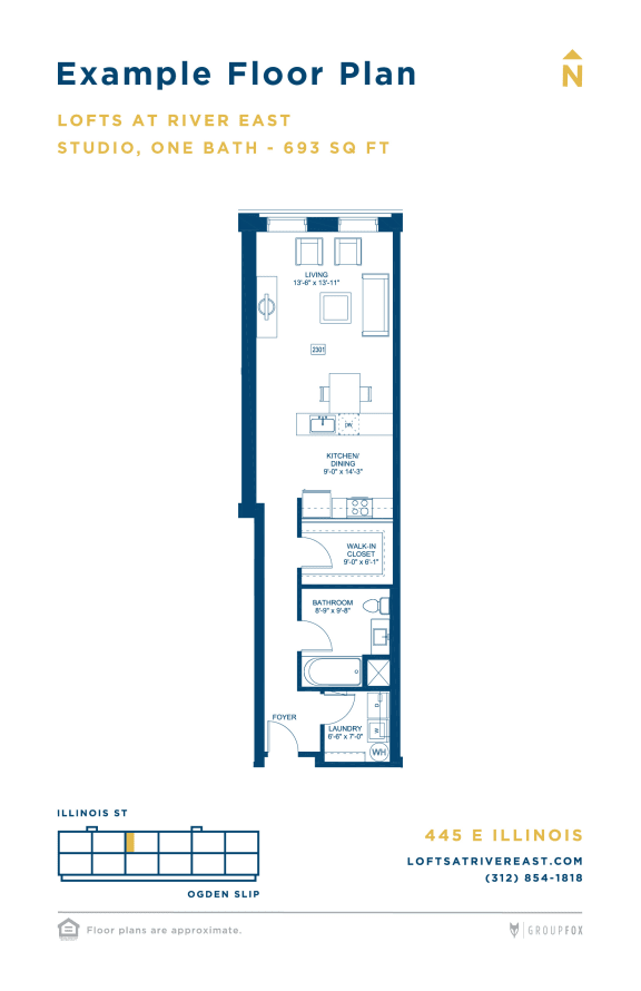 Studio Loft Apartment Floor Plan Streeterville
