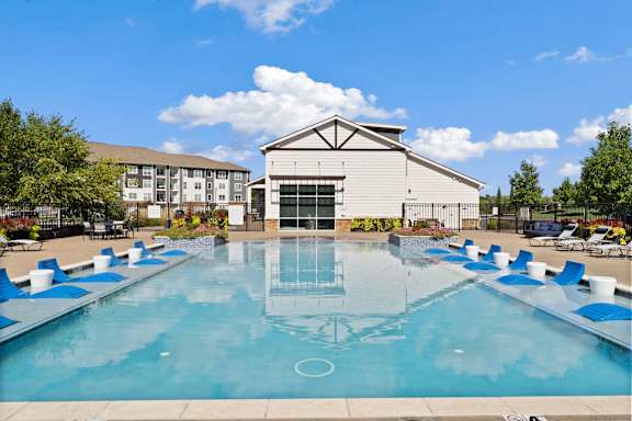 our apartments have a resort style pool with lounge chairs