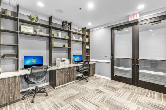 the retreat at thousand oaks office space with two desks and two chairs