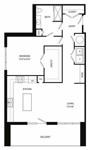 a floor plan of a small house with a bedroom and a living room