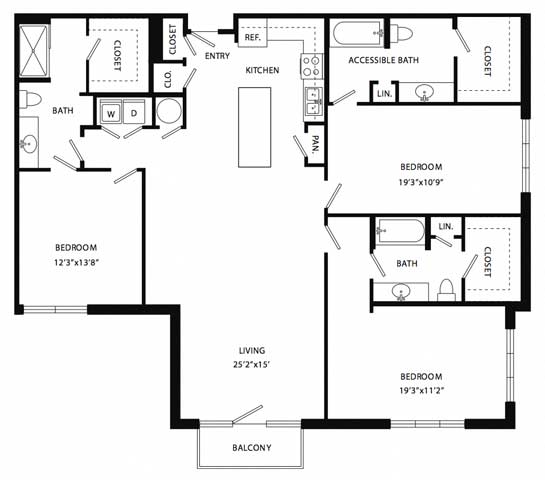 a floor plan of a house with a bedroom and a living room