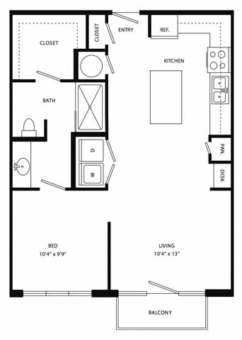 a floor plan of a small house with a bedroom and a living room