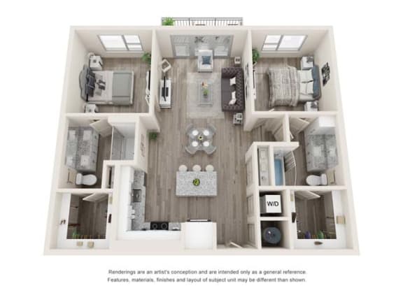 Floor Plan  Two-Bedroom Floor Plan B1|26 at City Point Apartments
