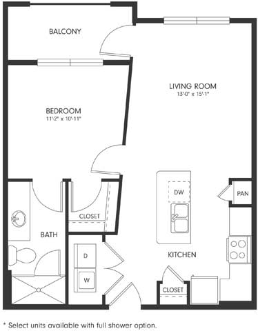 One-Bedroom Floor Plan A1 | Axis Hamilton Apartments