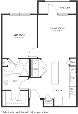 One-Bedroom Floor Plan A2 | Axis Hamilton Apartments
