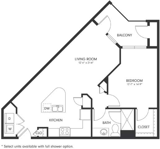 One-Bedroom Floor Plan A4 | Axis Hamilton Apartments