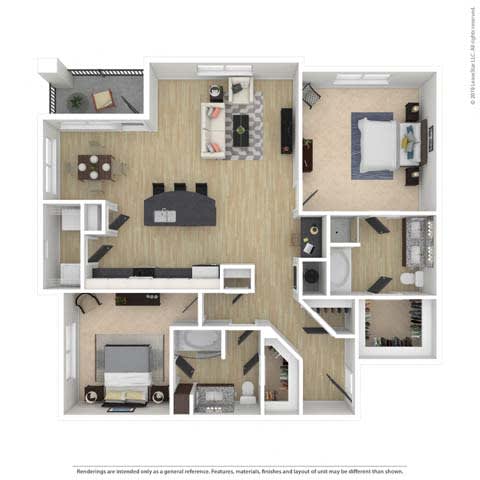 a floor plan of a 1 bedroom apartment
