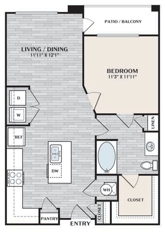 a floor plan of a room with a bedroom and a bathroom