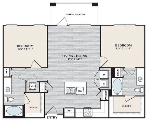 a floor plan of a bedroom apartment with a bathroom and a living room